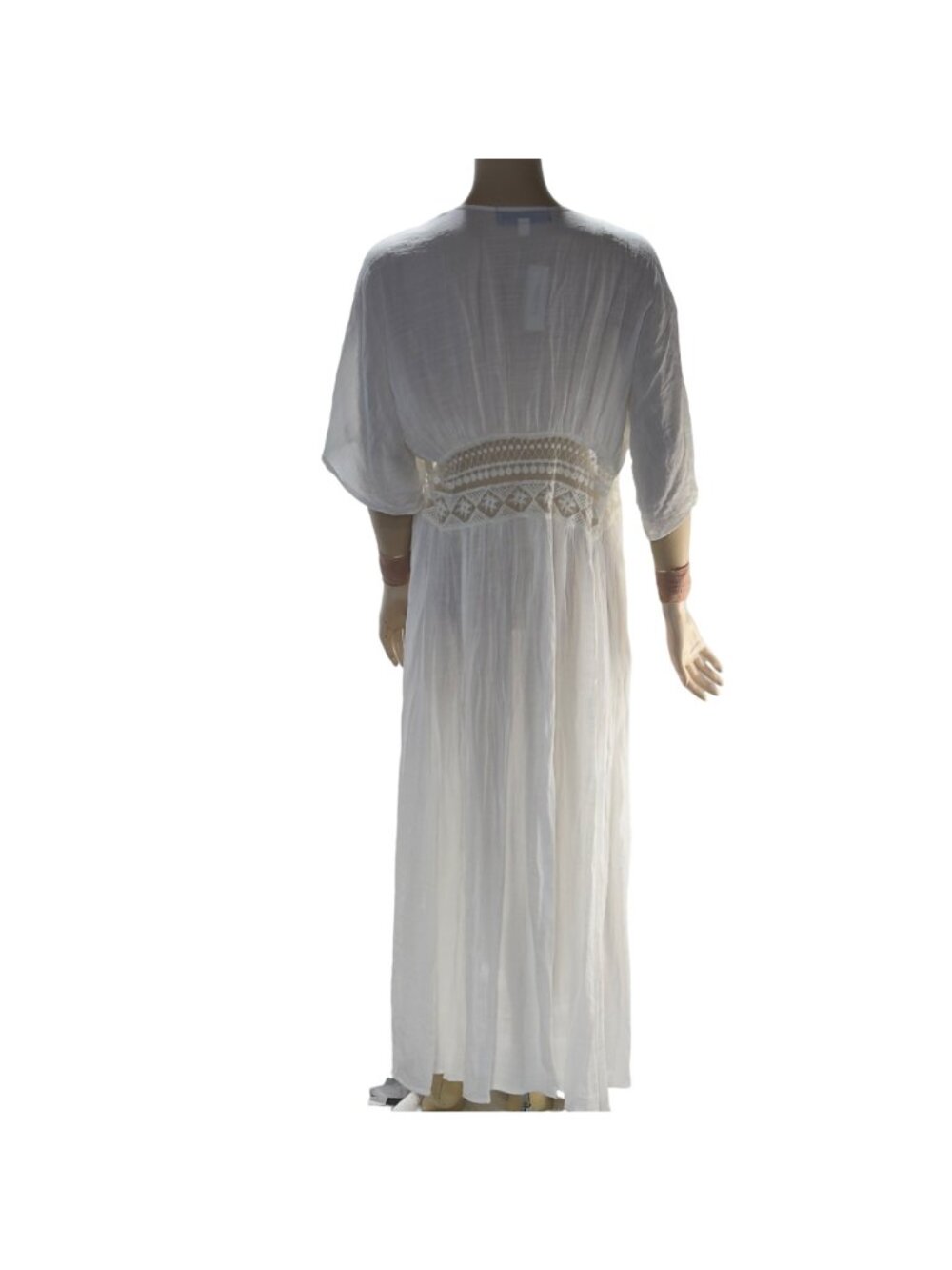 Blue Rain White Crochet Maxi Kimono Cardigan XS Francescas - Picture 3 of 11